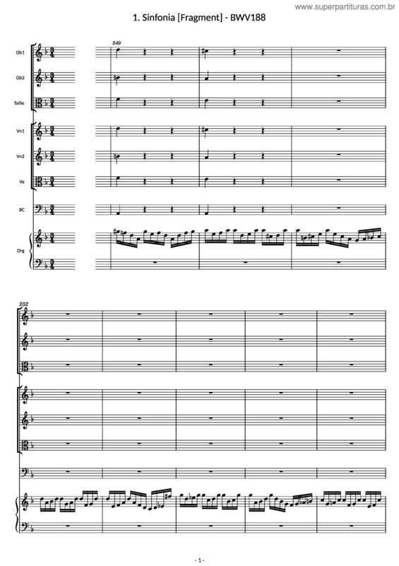 Partitura da música Bwv188/1. Sinfonia [Fragment]